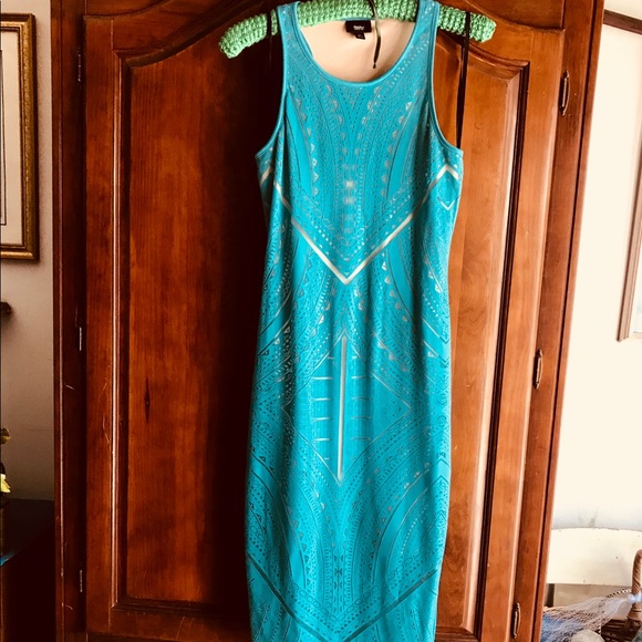 Burnout Bodycon Midi Dress in Sea Going (Teal) - Picture 7 of 8